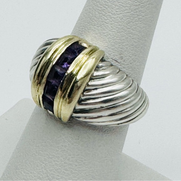 David Yurman Renaissance Dome Ring With Amethyst and Gold - Picture 5 of 9
